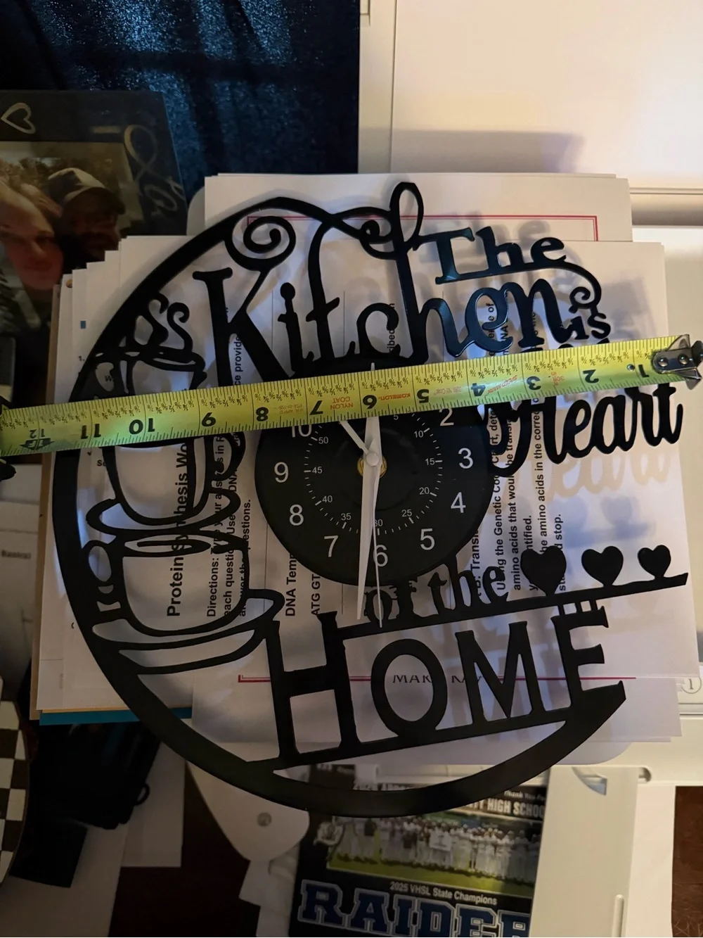 Kitchen Is the Heart of the Home Black Decorative Wall Clock